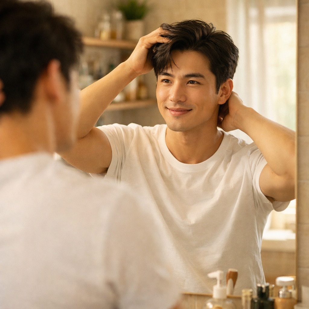 두피 케어 6개월 후 회복된 30대 남성